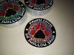 Pawfee Coffee Glitter Sticker